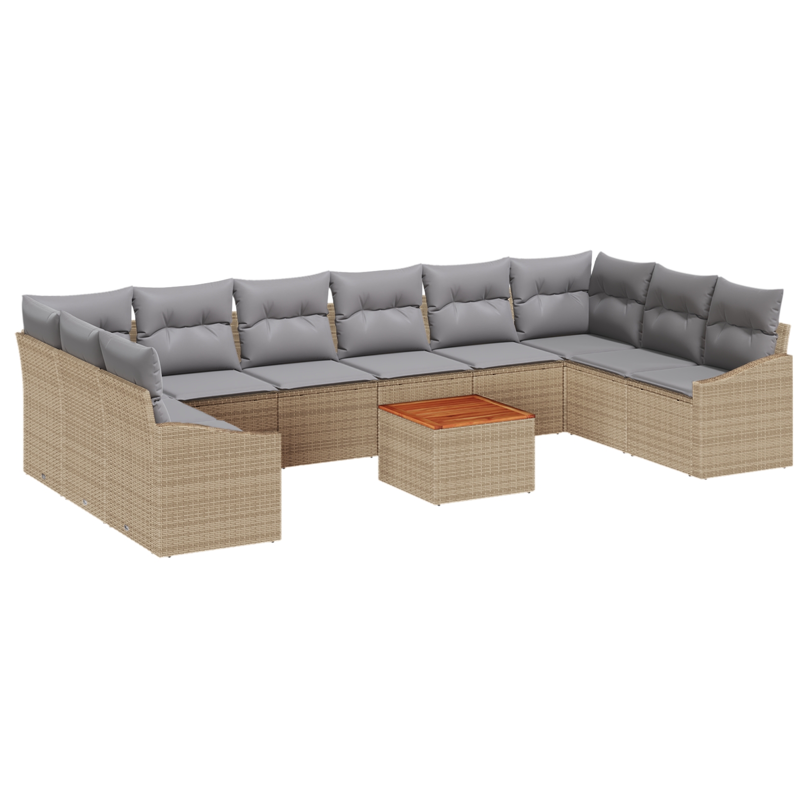 3347882 2 Set de canapele pentru grădină cu pernă 11 pcs Bej Rattan poli Set de canapele pentru grădină cu pernă 11 pcs Bej Rattan poli - imagine 2