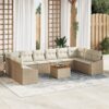 3347883 1 Set de canapele pentru grădină cu pernă 11 pcs Bej Rattan poli 3347883 1