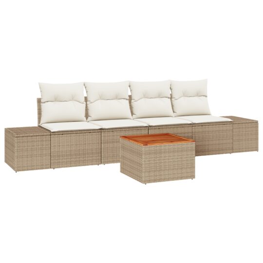 3347890 2 Set de canapele pentru grădină cu pernă 5 pcs Bej Rattan poli 3347890 2
