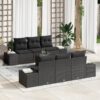 3347905 1 Set de canapele pentru grădină cu pernă 7 pcs Negru Rattan poli 3347905 1