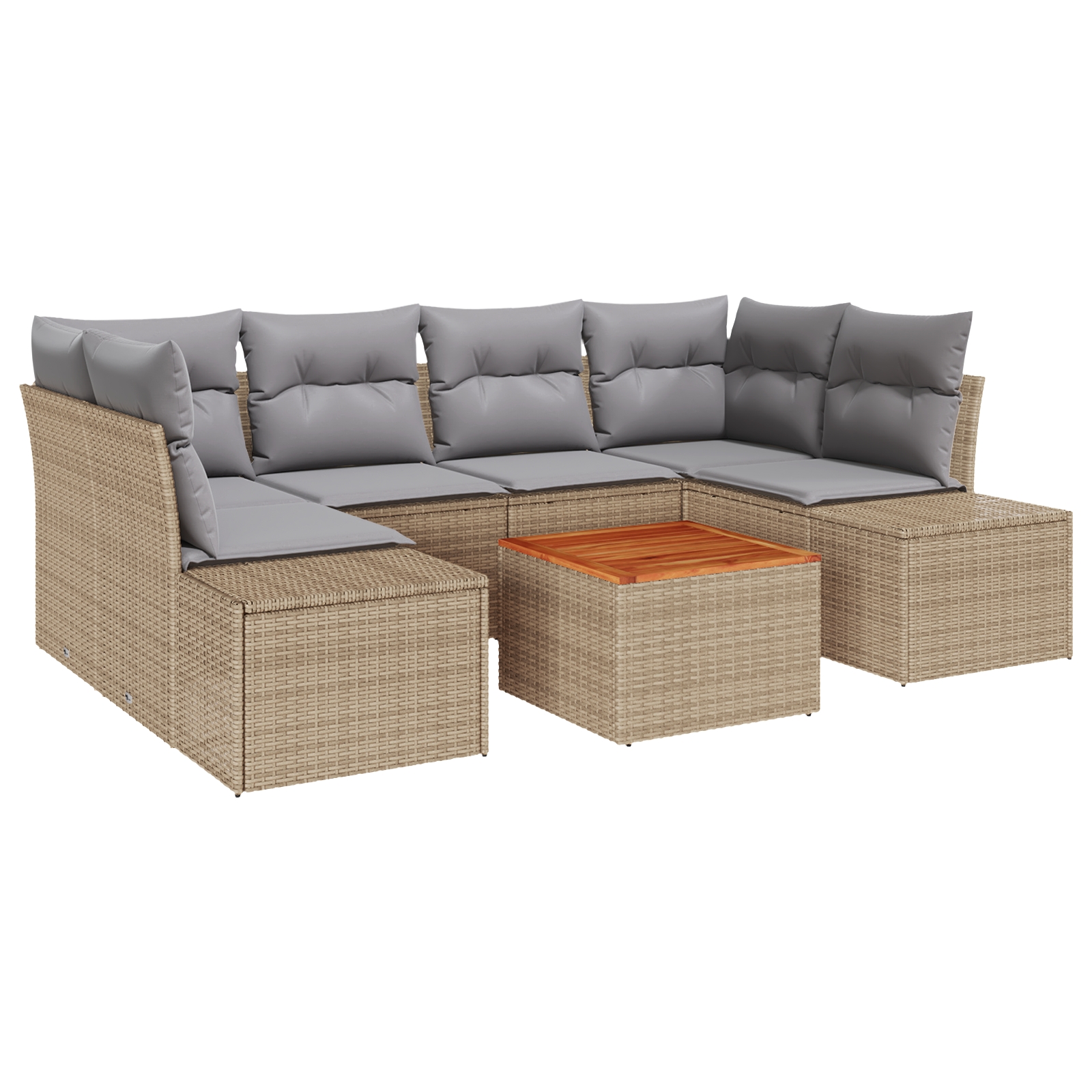 3347910 2 Set de canapele pentru grădină cu pernă 7 pcs Bej Rattan poli Set de canapele pentru grădină cu pernă 7 pcs Bej Rattan poli - imagine 2