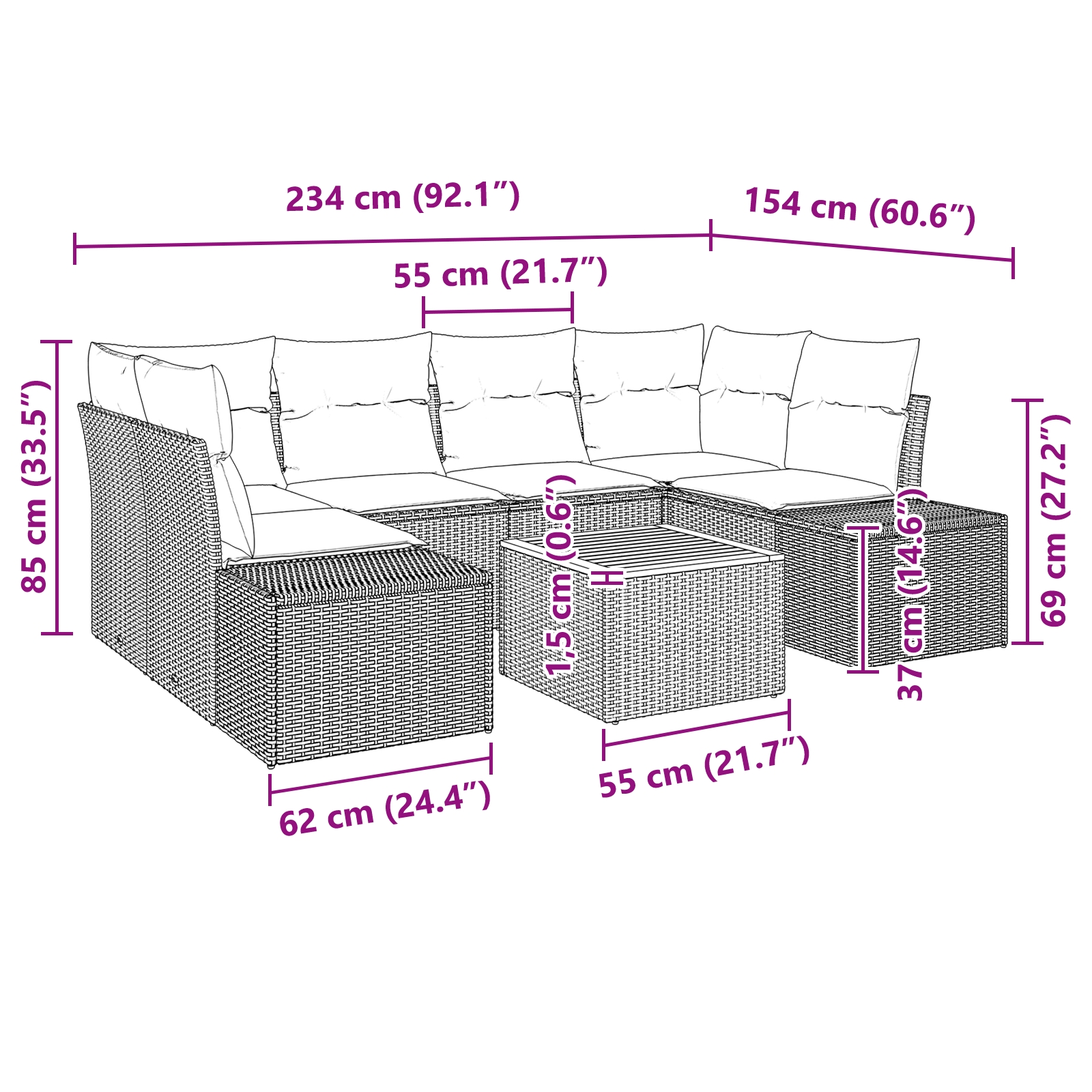 3347910 9 Set de canapele pentru grădină cu pernă 7 pcs Bej Rattan poli Set de canapele pentru grădină cu pernă 7 pcs Bej Rattan poli - imagine 9
