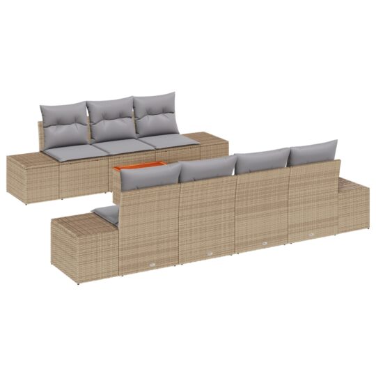 Alternative view of Set de canapele pentru grădină cu pernă 8 pcs Bej Rattan poli