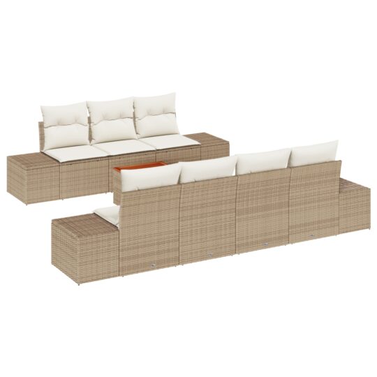 Alternative view of Set de canapele pentru grădină cu pernă 8 pcs Bej Rattan poli