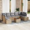 3347924 1 Set de canapele pentru grădină cu pernă 8 pcs Bej Rattan poli 3347924 1