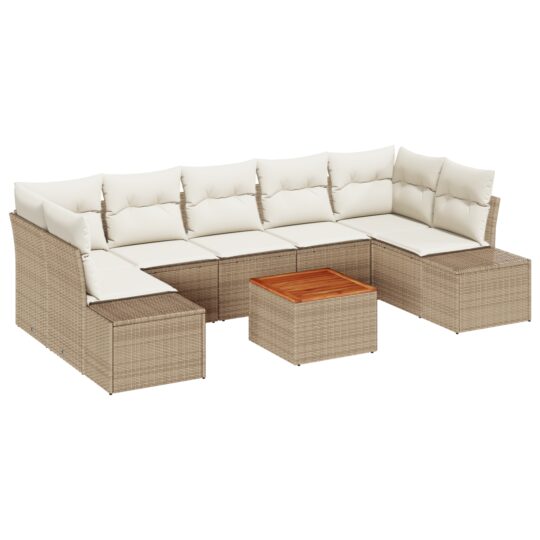 3347925 2 Set de canapele pentru grădină cu pernă 8 pcs Bej Rattan poli 3347925 2