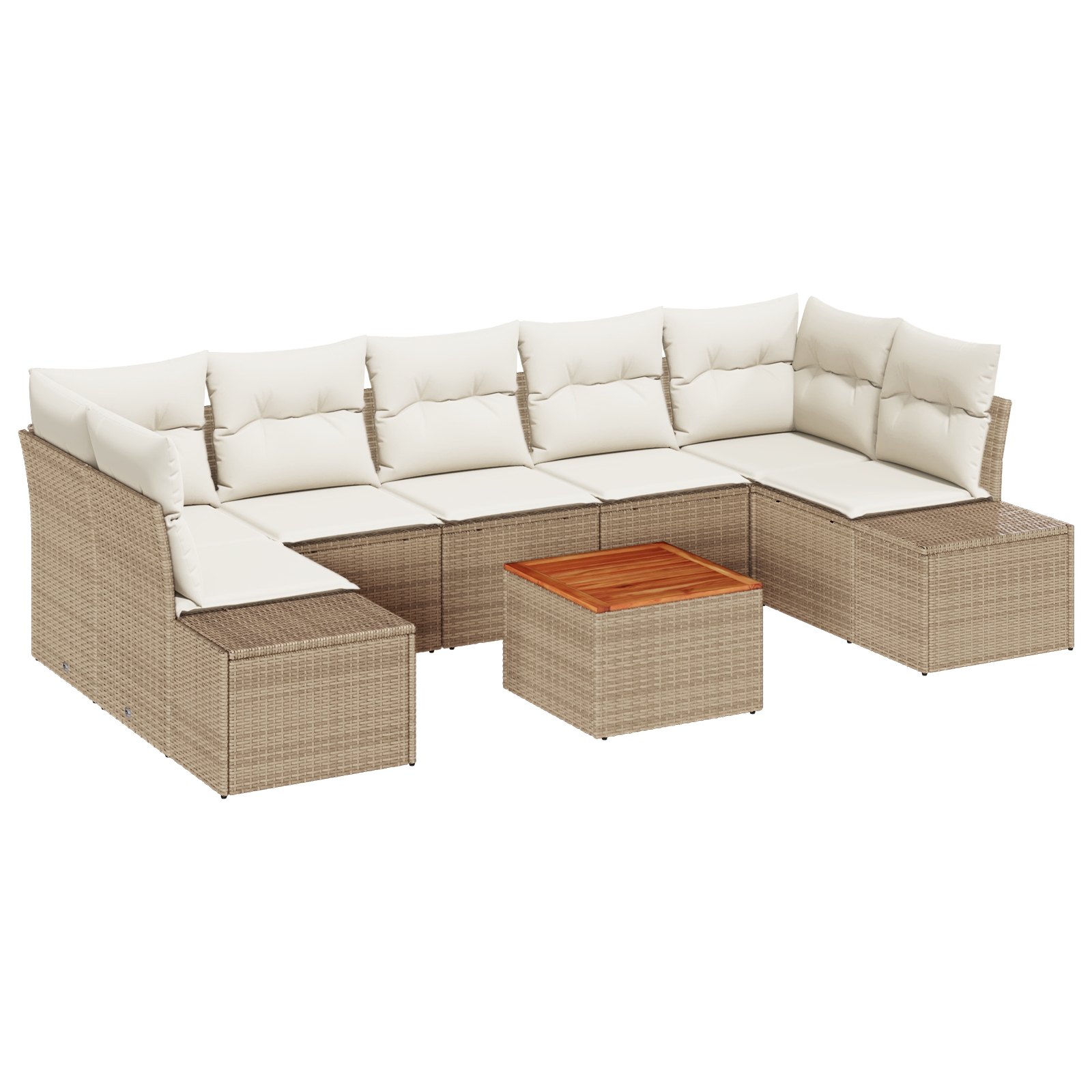 3347925 2 Set de canapele pentru grădină cu pernă 8 pcs Bej Rattan poli Set de canapele pentru grădină cu pernă 8 pcs Bej Rattan poli - imagine 2