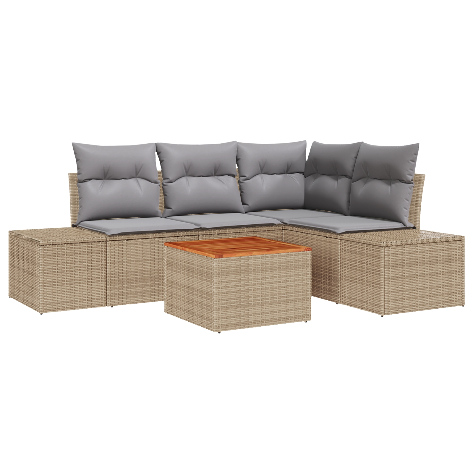 3347952 2 Set de canapele pentru grădină cu pernă 5 pcs Bej Rattan poli Set de canapele pentru grădină cu pernă 5 pcs Bej Rattan poli - imagine 2