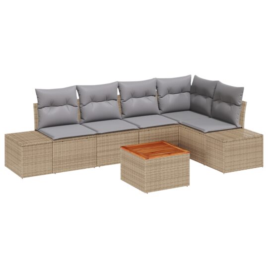 3347959 2 Set de canapele pentru grădină cu pernă 6 pcs Bej Rattan poli 3347959 2