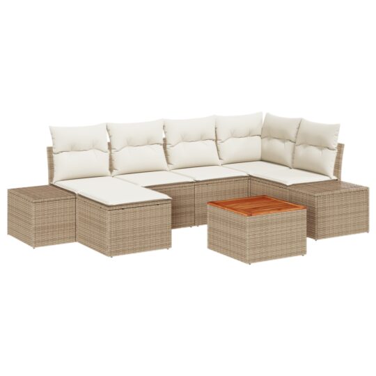 3347981 2 Set de canapele pentru grădină cu pernă 7 pcs Bej Rattan poli 3347981 2