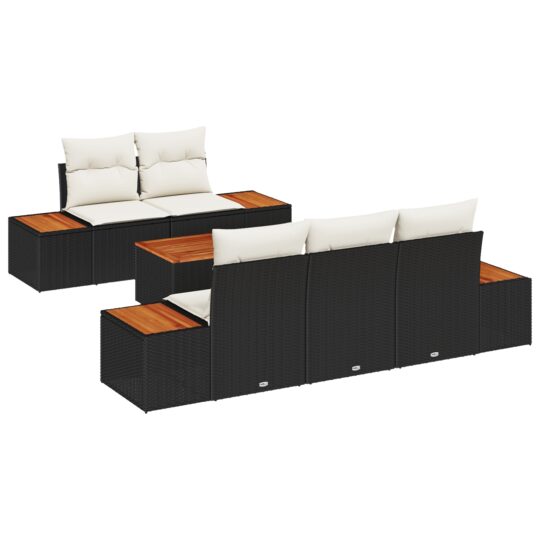 Alternative view of Set de canapele pentru grădină cu pernă 6 pcs Negru Rattan poli