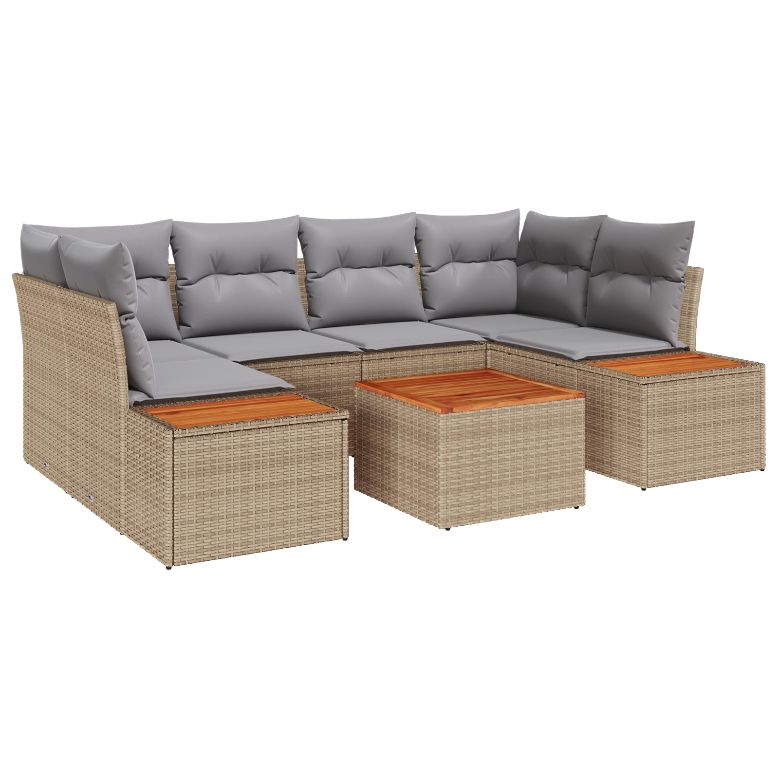 3348036 2 Set de canapele pentru grădină cu pernă 7 pcs Bej Rattan poli Set de canapele pentru grădină cu pernă 7 pcs Bej Rattan poli - imagine 2