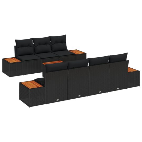 Alternative view of Set de canapele pentru grădină cu pernă 8 pcs Negru Rattan poli