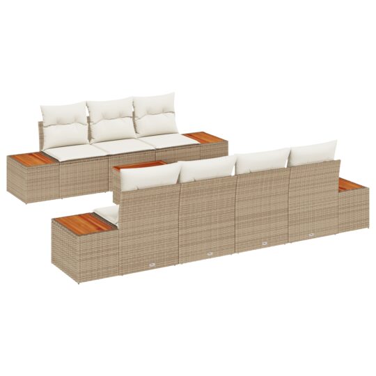 Alternative view of Set de canapele pentru grădină cu pernă 8 pcs Bej Rattan poli