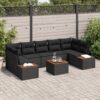 3348044 1 Set de canapele pentru grădină cu pernă 8 pcs Negru Rattan poli 3348044 1