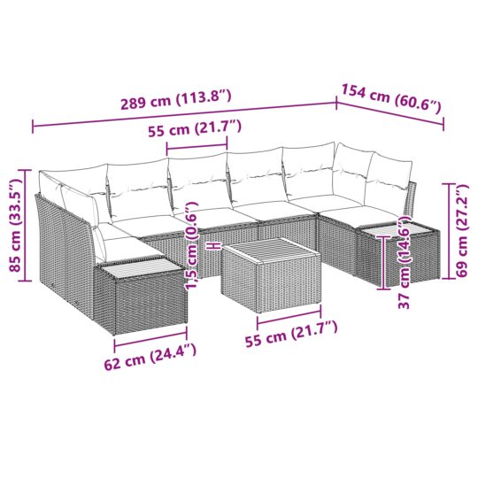 3348044 9 Set de canapele pentru grădină cu pernă 8 pcs Negru Rattan poli 3348044 9