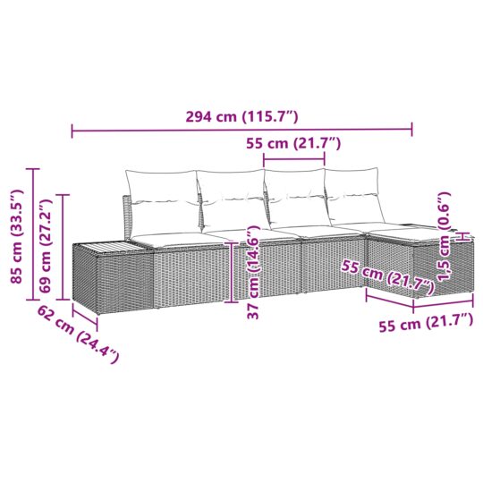 3348066 8 Set de canapele pentru grădină cu pernă 5 pcs Bej Rattan poli 3348066 8