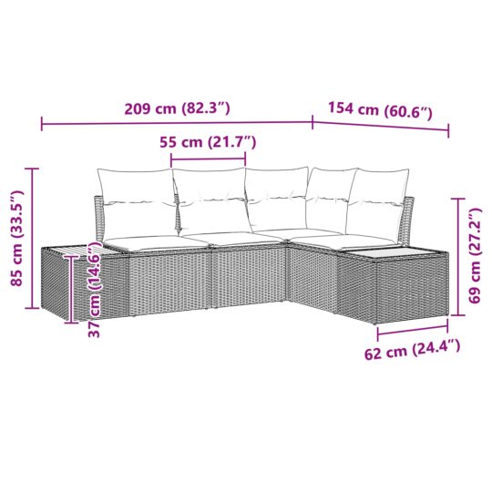 3348073 8 Set de canapele pentru grădină cu pernă 4 pcs Negru Rattan poli 3348073 8