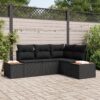 3348074 1 Set de canapele pentru grădină cu pernă 4 pcs Negru Rattan poli 3348074 1