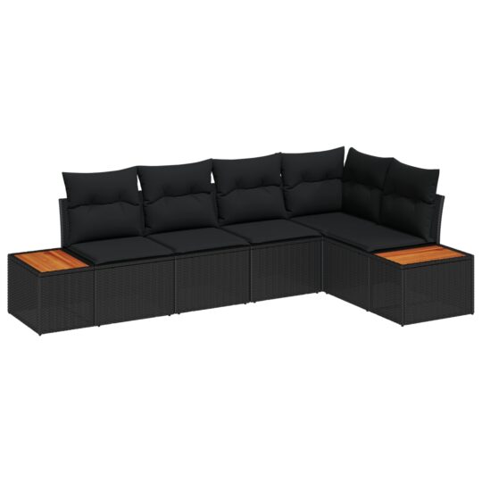 Alternative view of Set de canapele pentru grădină cu pernă 5 pcs Negru Rattan poli