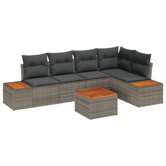 Alternative view of Set de canapele pentru grădină cu pernă 6 pcs Gri Rattan poli