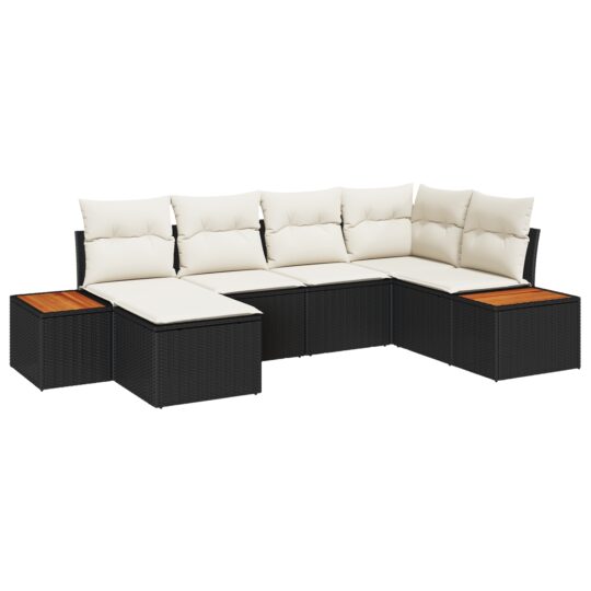 3348118 2 Set de canapele pentru grădină cu pernă 6 pcs Negru Rattan poli 3348118 2