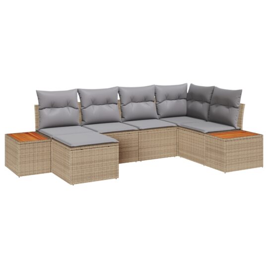 3348121 2 Set de canapele pentru grădină cu pernă 6 pcs Bej Rattan poli 3348121 2