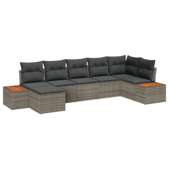 Alternative view of Set de canapele pentru grădină cu pernă 7 pcs Gri Rattan poli