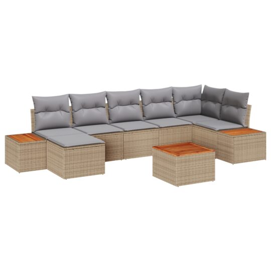 Alternative view of Set de canapele pentru grădină cu pernă 8 pcs Bej Rattan poli