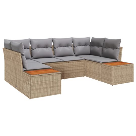 3348156 2 Set de canapele pentru grădină cu pernă 6 pcs Bej Rattan poli 3348156 2