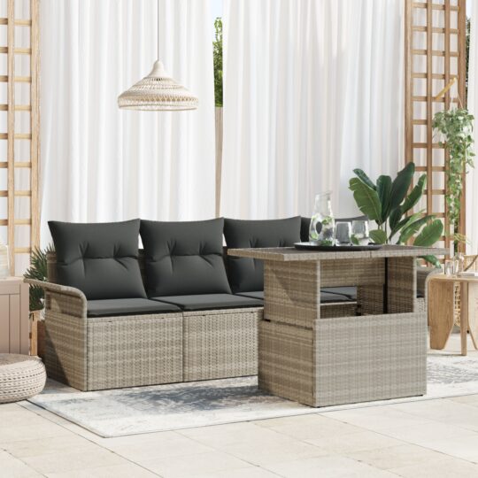 Set de canapele pentru grădină 5 pcs Gri deschis Rattan poli