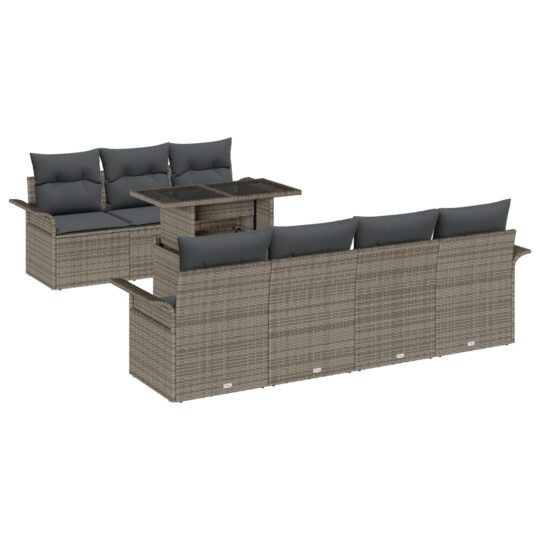 Alternative view of Set de canapele pentru grădină cu pernă 8 pcs Gri Rattan poli