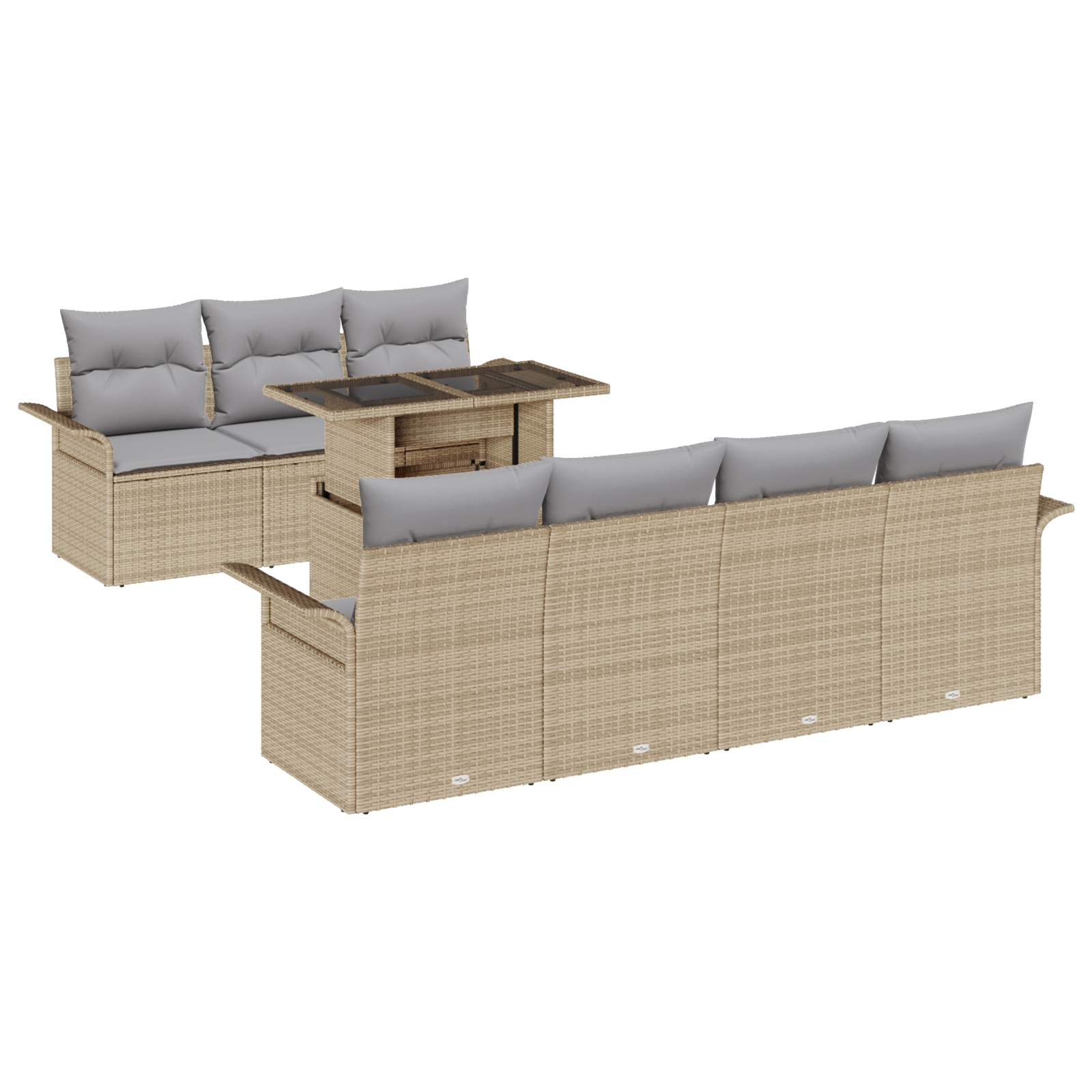 3348226 2 Set de canapele pentru grădină cu pernă 8 pcs Bej Rattan poli Set de canapele pentru grădină cu pernă 8 pcs Bej Rattan poli - imagine 2
