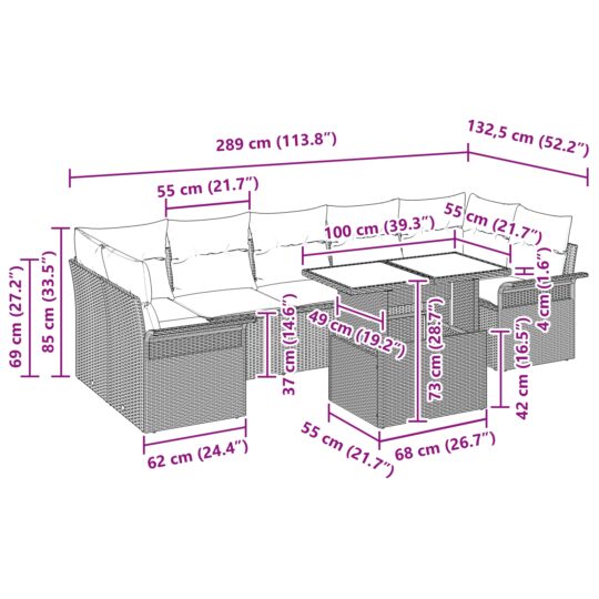 3348235 11 Set de canapele pentru grădină cu pernă 8 pcs Gri Rattan poli 3348235 11