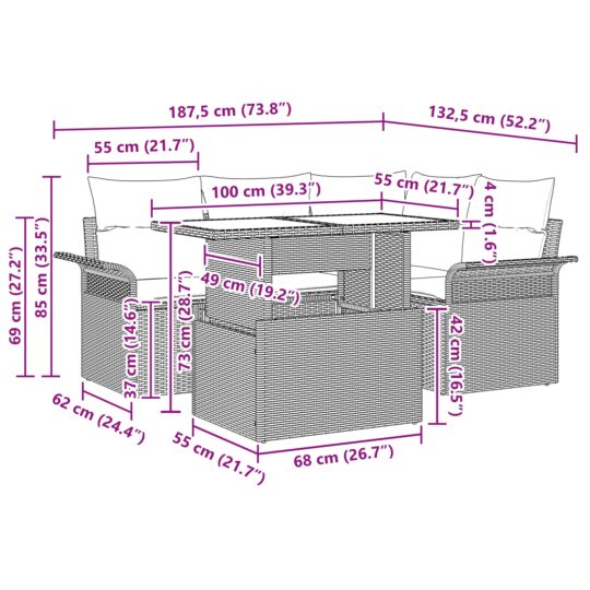 3348273 11 Set de canapele pentru grădină cu pernă 5 pcs Negru Rattan poli 3348273 11