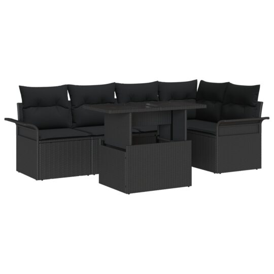 3348289 2 Set de canapele pentru grădină cu pernă 6 pcs Negru Rattan poli 3348289 2