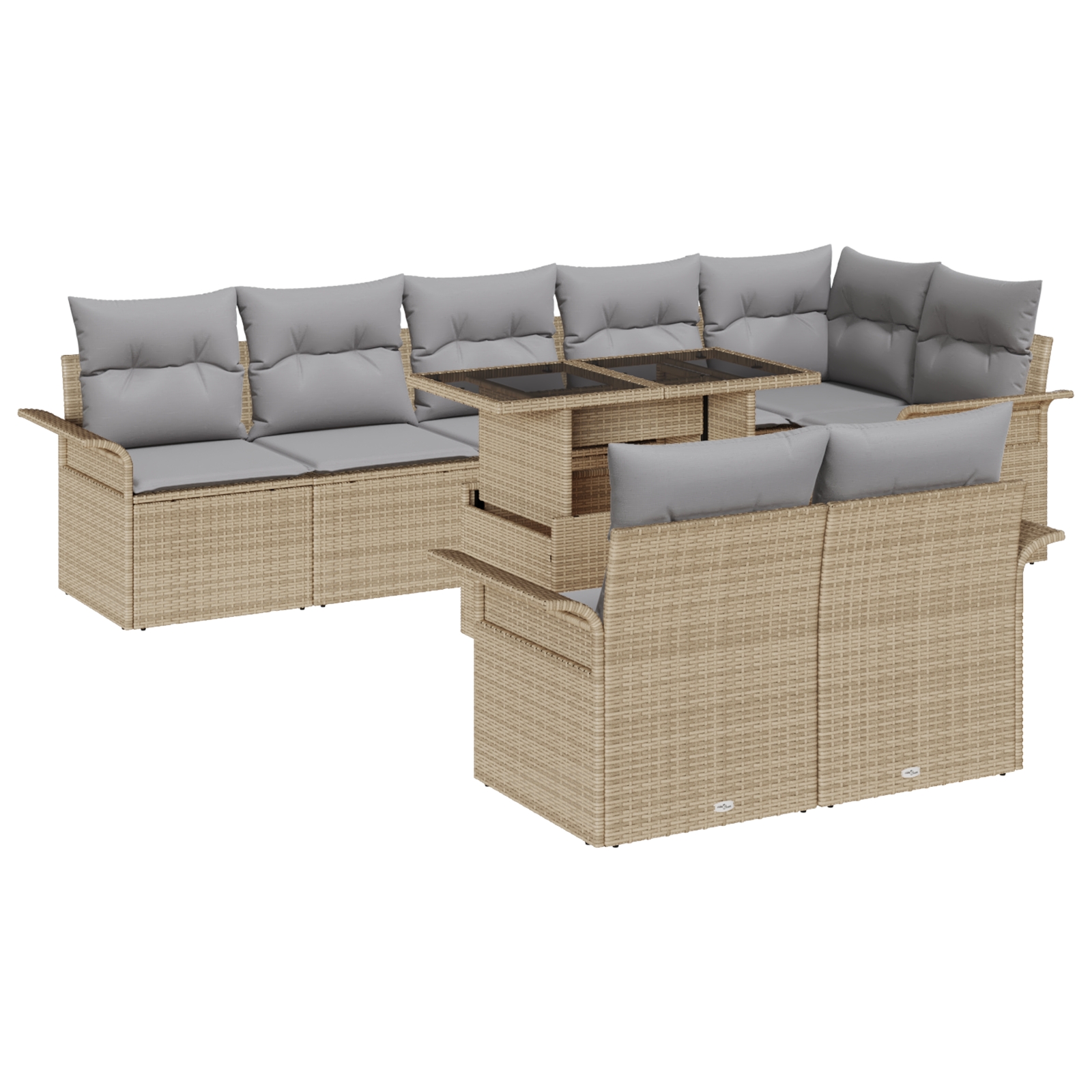 3348306 2 Set de canapele pentru grădină cu pernă 9 pcs Bej Rattan poli Set de canapele pentru grădină cu pernă 9 pcs Bej Rattan poli - imagine 2
