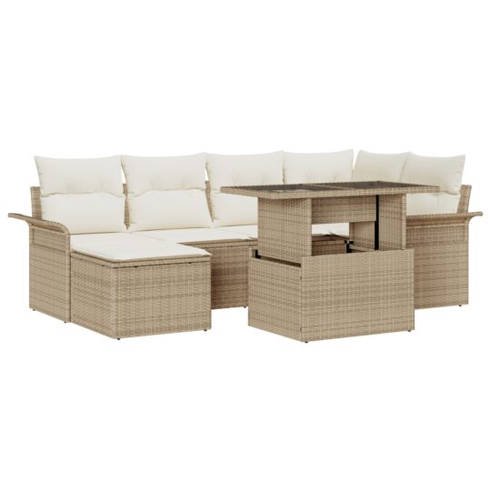 3348317 2 Set de canapele pentru grădină cu pernă 7 pcs Bej Rattan poli 3348317 2