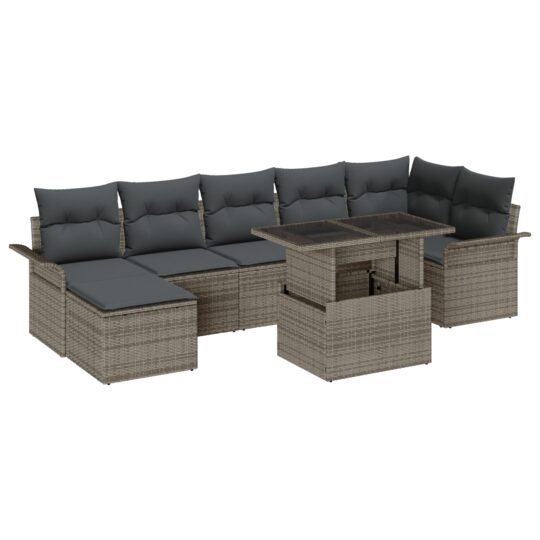 Alternative view of Set de canapele pentru grădină cu pernă 8 pcs Gri Rattan poli