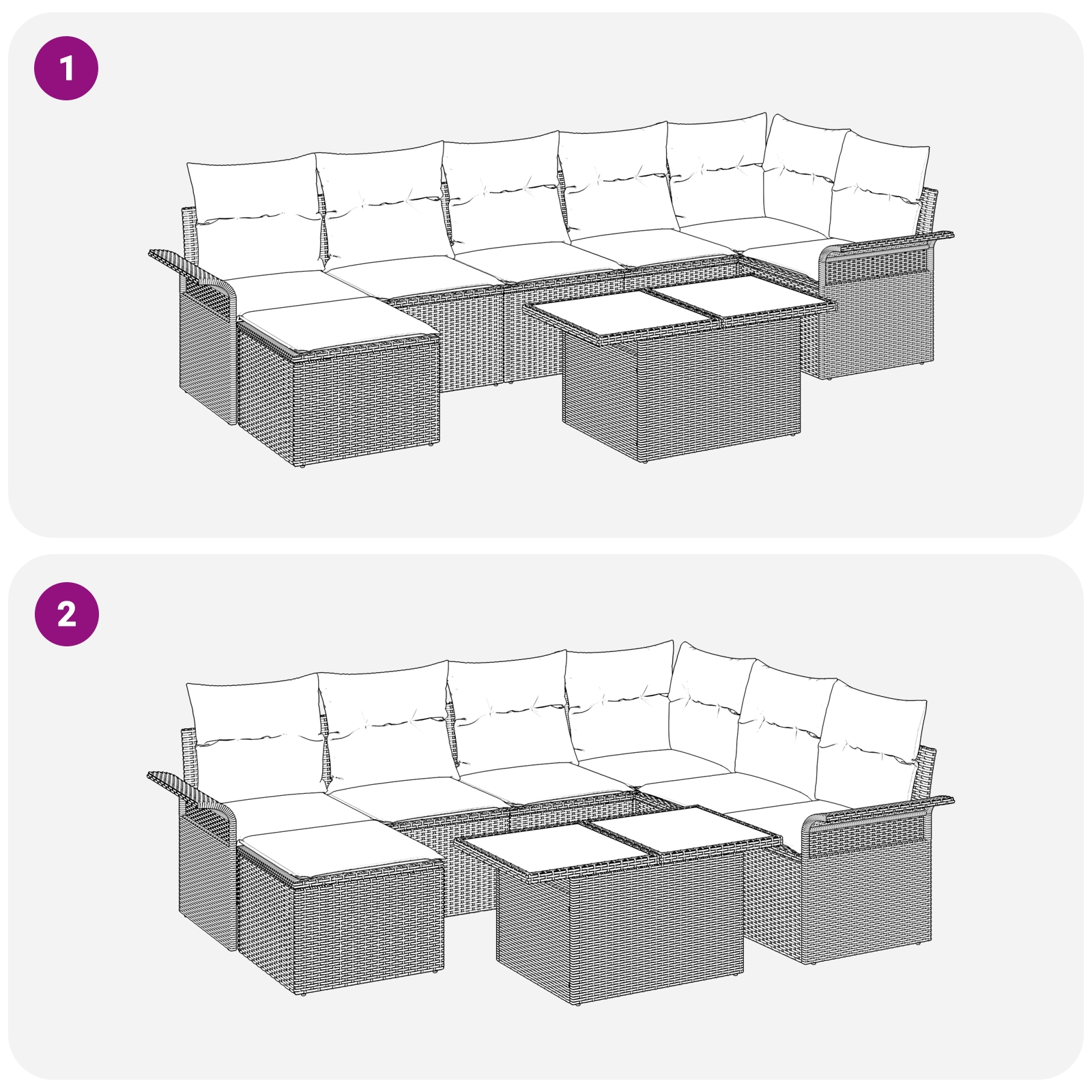 3348326 13 Set de canapele pentru grădină cu pernă 8 pcs Bej Rattan poli Set de canapele pentru grădină cu pernă 8 pcs Bej Rattan poli - imagine 13