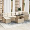 3348327 1 Set de canapele pentru grădină cu pernă 8 pcs Bej Rattan poli 3348327 1