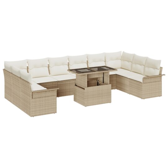 3348357 2 Set de canapele pentru grădină cu pernă 11 pcs Bej Rattan poli 3348357 2