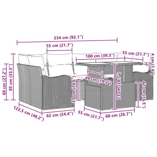3348395 11 Set de canapele pentru grădină cu pernă 7 pcs Gri Rattan poli 3348395 11