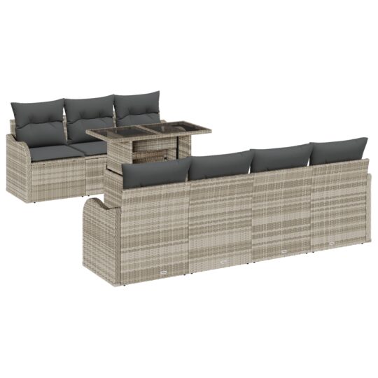 3348408 2 Set de canapele pentru grădină 8 pcs Gri deschis Rattan poli 3348408 2