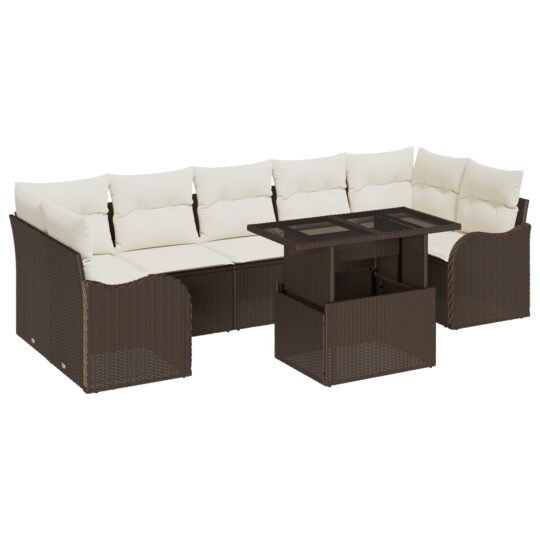 Alternative view of Set de canapele pentru grădină cu pernă 8 pcs Maro Rattan poli