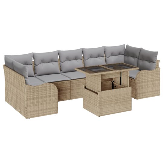 Alternative view of Set de canapele pentru grădină cu pernă 8 pcs Bej Rattan poli