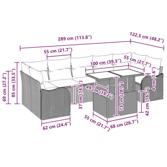 3348418 11 Set de canapele pentru grădină 8 pcs Gri deschis Rattan poli 3348418 11