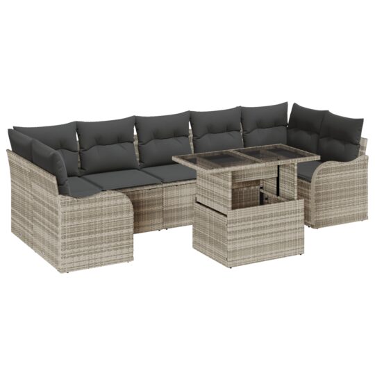 3348418 2 Set de canapele pentru grădină 8 pcs Gri deschis Rattan poli 3348418 2