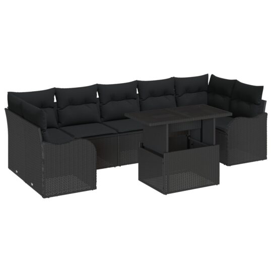 Alternative view of Set de canapele pentru grădină cu pernă 8 pcs Negru Rattan poli