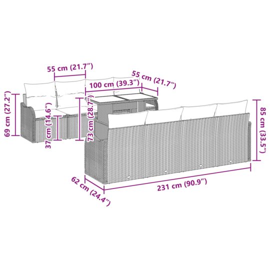 3348424 10 Set de canapele pentru grădină cu pernă 7 pcs Maro Rattan poli 3348424 10
